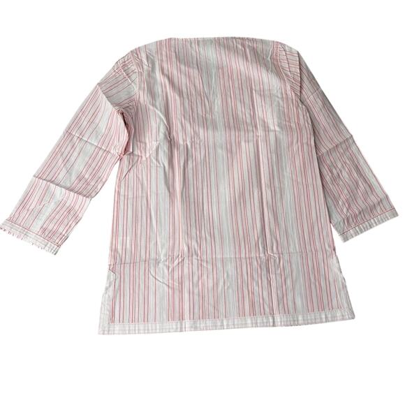 UNTUCKit Women’s Pink Pinstripe Cotton Tunic Top 3/4 Sleeve Sz 6 - Picture 2 of 4